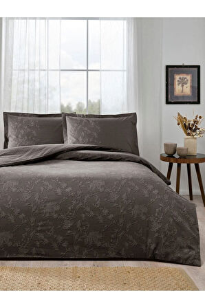 Barocco Çift Kişilik Çarşafı Lastikli Nevresim Takımı -Kahve