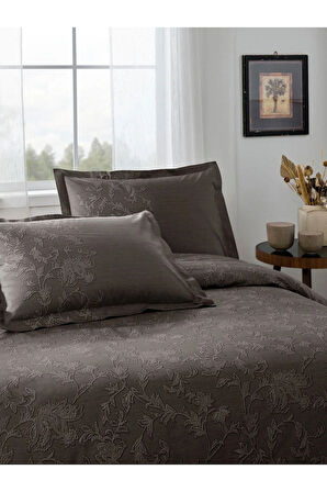 Barocco Çift Kişilik Çarşafı Lastikli Nevresim Takımı -Kahve