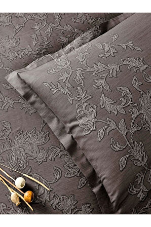 Barocco Çift Kişilik Çarşafı Lastikli Nevresim Takımı -Kahve