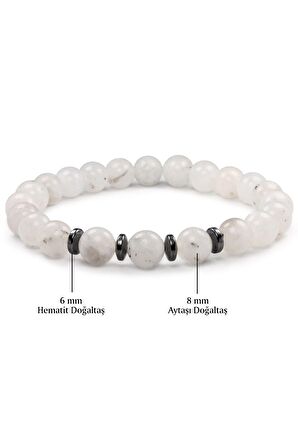 Ay Taşı - Hematit Doğal Taş Bileklik 8 mm