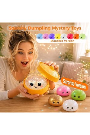Çin mantısı şeffaf simli renkli sürpriz kutulu orijinal squishy