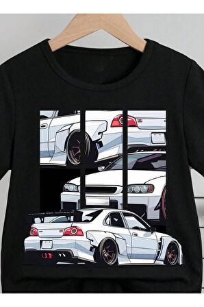 Çocuk Tasarım NY Araba Baskılı T-Shirt Şort Alt Üst Takım %100 Pamuk