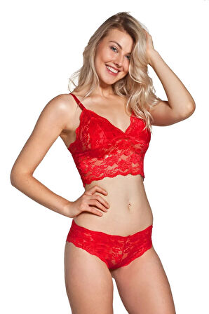 Kırmızı Bralet Dantelli Sütyen Takım 2' Li