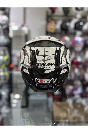Sway 820 Full Face Aynalı Vizör Kapalı Motosiklet Kaskı XL Beden Beast Model