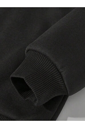 Erkek Çocuk Siyah Sırt Ve Ön Baskılı Rastalı Çocuk  Kapşonlu Sweatshirt