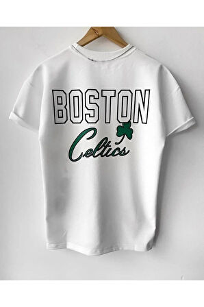 oversize erkek celtics baskılı  T-Shirt