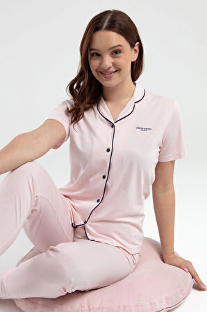 Kadın Kısakol Kutulu Pijama, Çeyizlik Pijama Takım, %50 Pamuk %50 Modal