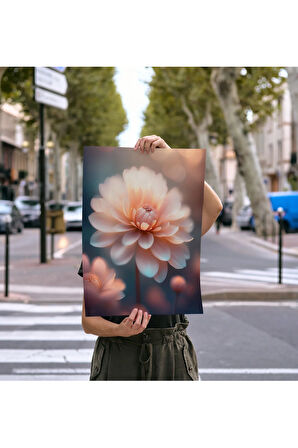 Çerçevesiz Poster, Dijital Baskı, Pembe Yıldız Çiçeği, Çiçekli, Modern , Soyut , Minimalist Poster