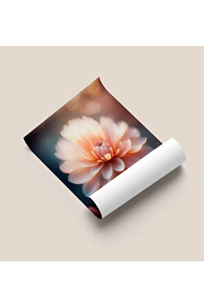 Çerçevesiz Poster, Dijital Baskı, Pembe Yıldız Çiçeği, Çiçekli, Modern , Soyut , Minimalist Poster