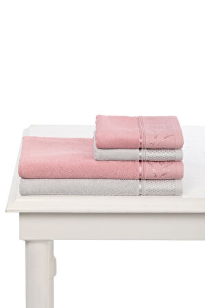 Özdilek Ditsy Havlu Seti Pembe-Gri