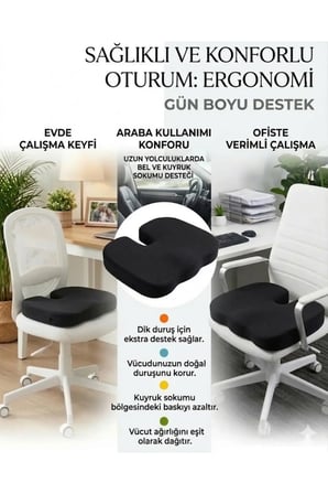 Visko Koksiks Oturma Minderi Dik Duruş Minderi Oturma Simidi Bel Destekleyici Yastık