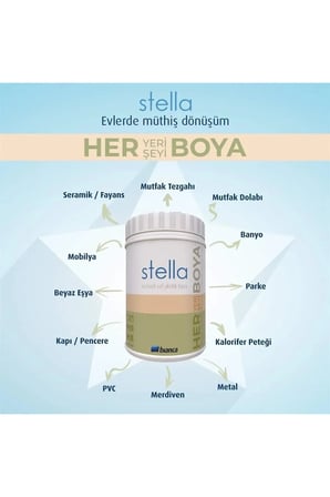Stella Yeni Nesil Dönüşüm Boyası Beyaz - Dolap-Fayans-Cam-Plastik-Ahşap-Duvar