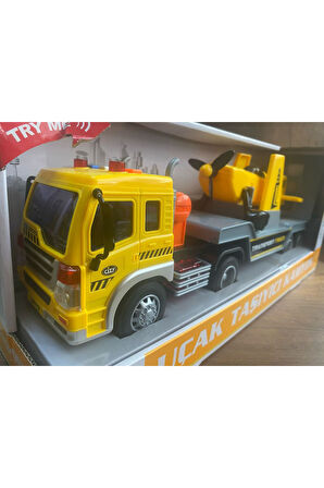 SÜRTMELİ UÇAK TAŞIYAN KAMYON SESLİ IŞIKLI KIRILMAZ UÇAK TAŞIYAN KAMYON OYUNCAK