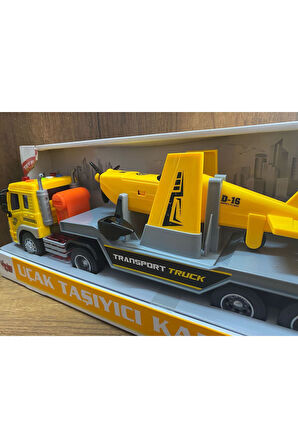 SÜRTMELİ UÇAK TAŞIYAN KAMYON SESLİ IŞIKLI KIRILMAZ UÇAK TAŞIYAN KAMYON OYUNCAK