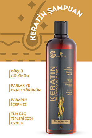 Hunca Care Keratin Özlü Canlı ve Parlak Saçlar Şampuan 675 ml 3 Adet