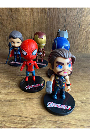 Thor Spiderman Ironman Kaptan Amerika Batman Superman Figür 6'lı Süper kahraman Figür Seti