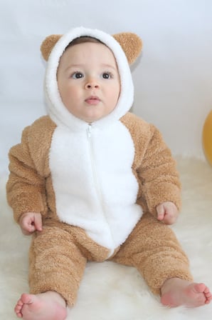 Welsoft Peluş Fermuarlı Kışlık Unisex Kız Erkek Bebek Uyku Tulumu Bebek Tulumu Çocuk Tulumu Kostümü - Siyah-Beyaz / Çok Renkli / 0-6 Ay