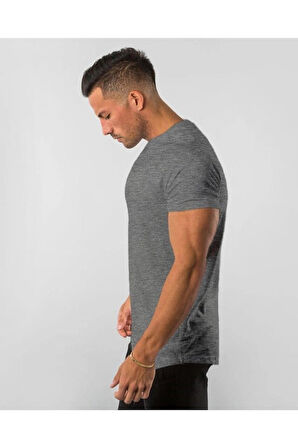 Erkek Siyah  Basic Pamuk Bisiklet Yaka T-shirt