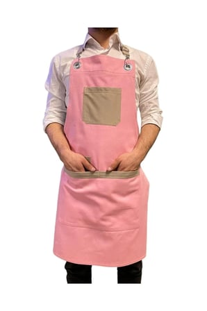 Pembe Trend Önlük Cafe Restoran Ayarlanabilir Askılı Önlük Model