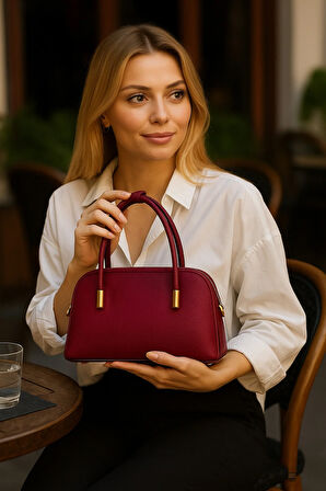 Kadın Şık Orta Boy Omuz ve El Çantası – Altın Detaylı, Fermuarlı Günlük & Ofis Kullanıma Uygun