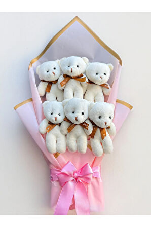 Kiza Hediye Pembe Beyaz Ayıcık Buketi Sevgiliye Hediye Anneye Hediye Ablaya Hediye Kız Kardeşe Kadin