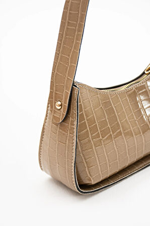 Kadın Kroko Desenli Baget Çanta
