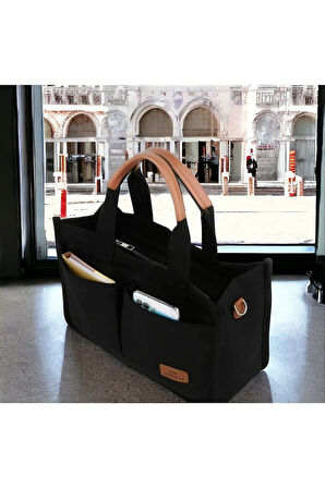 Kadın kanvaz omuz çantası siyah