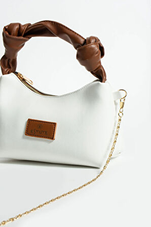 Kadın Soft Deri Düğüm Detaylı Kulplu Zincir Askılı Mini El Omuz Baget Çanta