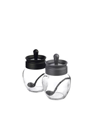 12 Adet Kapağı Kendinden Kaşıklı Cam Baharatlık Seti