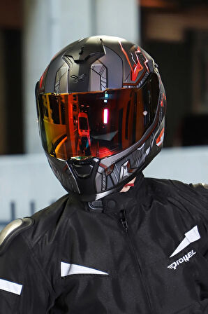 Sx.100 Gıgabot Mat Gri-kırmızı Kask