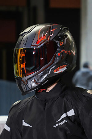 Sx.100 Gıgabot Mat Gri-kırmızı Kask