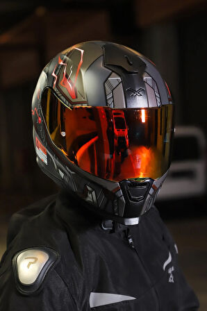 Sx.100 Gıgabot Mat Gri-kırmızı Kask