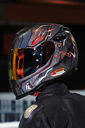 Sx.100 Gıgabot Mat Gri-kırmızı Kask