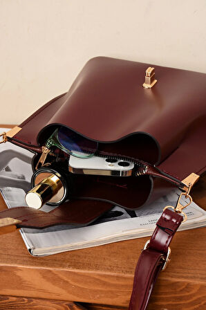 Kadın 3 Bölmeli Elden Tutmalı Omuzdan Asmalı Kaliteli Çanta