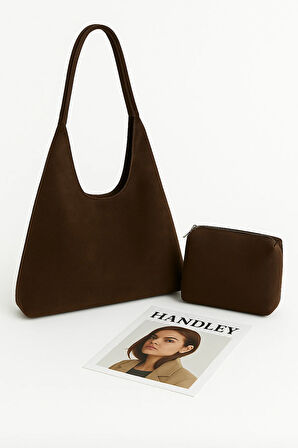 Lüks Suet Omuz Çantası Yavrulu – Tek Saplı Şık Tasarım