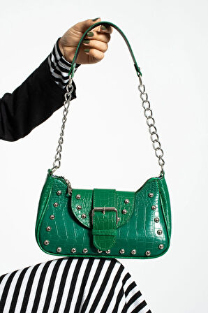 Bony ma zımbalı timsah desenli kol çantası