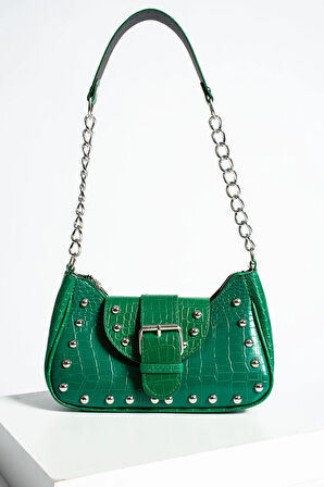 Bony ma zımbalı timsah desenli kol çantası