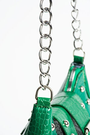 Bony ma zımbalı timsah desenli kol çantası