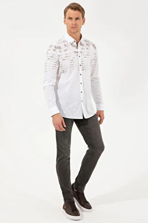 yeşil Slim Fit Uzun Kollu Gömlek