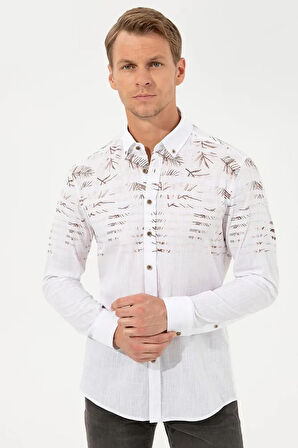 yeşil Slim Fit Uzun Kollu Gömlek