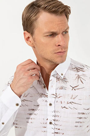 yeşil Slim Fit Uzun Kollu Gömlek