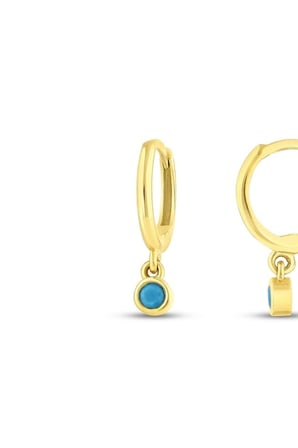 Mavi Taşlı Altın Çocuk Küpe - 14K