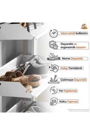 Kilitli 4'lü Metal Ayakkabılık - Beyaz