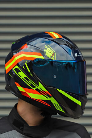 Stream Evo Reflex Mavi Turuncu Kask + Dahili Bluetooth Kulaklık