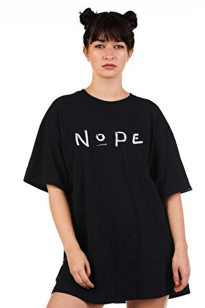 Siyah 90's Baskılı Oversize T-shirt