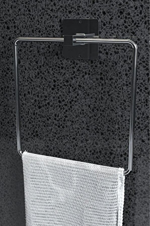 Kare Yapışkanlı Gümüş Kare Havluluk Banyo Havlu Kare Pratik Askılık