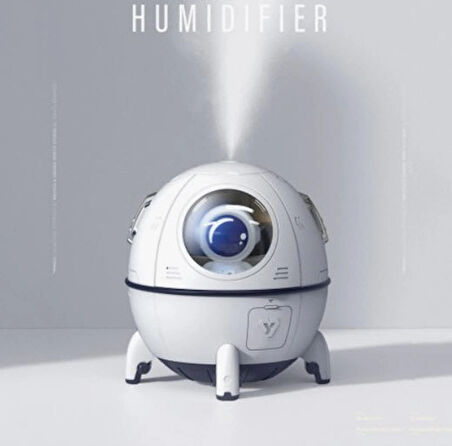 Uzay Kapsülü Astronot Ultrasonik Hava Nemlendirici Gece Lambası Usb Dekoratif Difüzör