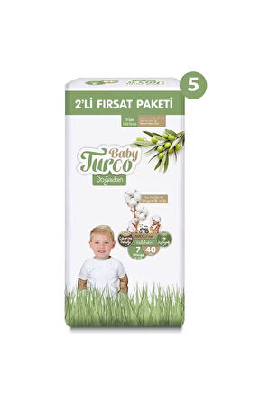 Baby Turco Doğadan 2'li Ultra Fırsat Paketi Bebek Bezi 7 Numara Xxlarge 200 Adet