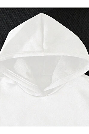Kız\Erkek Çocuk Beyaz Originals Baskılı Kapşonlu Sweatshirt