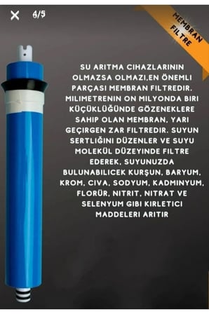 Membran 80 Gpd Nsf Onaylı Su Arıtma Cihazı Için